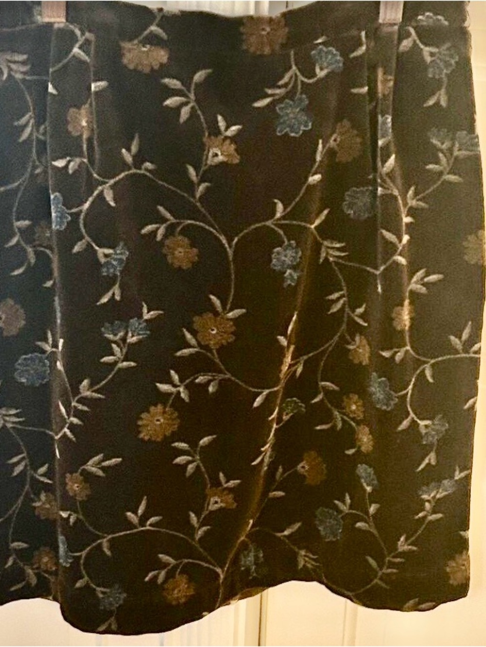 Coldwater Creek Brown Floral Texture Skirt Blue Golden Flowers Medium
